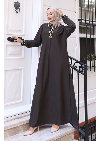 Leopar Desenli Elbise 0119-02 Antrasit fiyatları