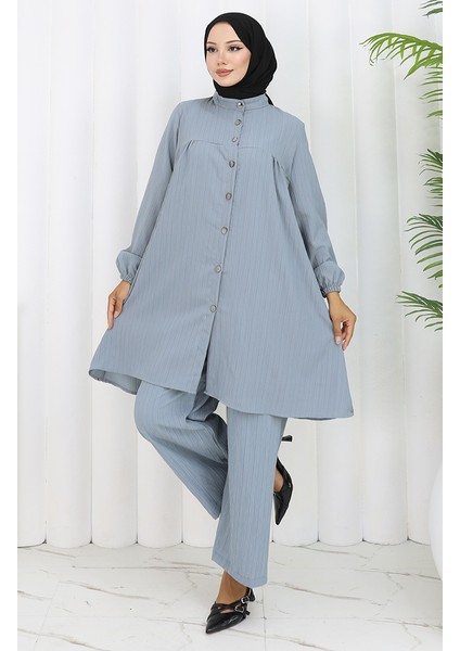 Boydan Düğmeli Tunik Pantolon Ikili Takım 2108-02 Gri fiyatları