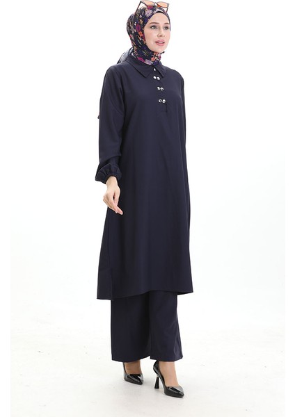 Gömlek Yaka Tunik Pantolon Ikili Takım 0123-05 Lacivert fiyatları