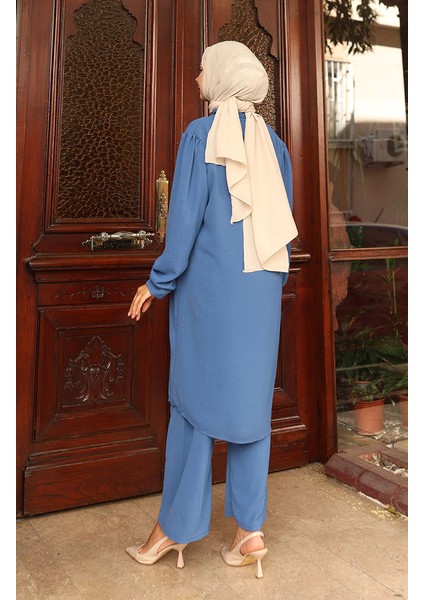 Aerobin Kumaş Tunik Pantolon Ikili Takım 2102-01 Indigo indirimleri