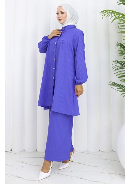 Boydan Düğmeli Tunik Pantolon Ikili Takım 2108-01 Saks fiyatları