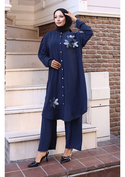 Aerobin Kumaş Tunik Pantolon Ikili Takım 2102-03 Lacivert