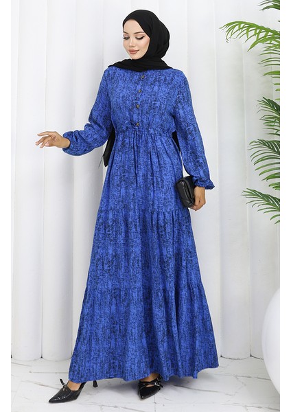 Beli Bağcıklı Desenli Elbise 2107-05 Saks fiyatları