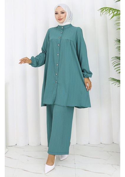 Boydan Düğmeli Tunik Pantolon Ikili Takım 2108-03 Yeşil fiyatları