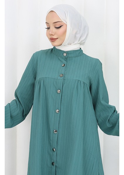 Boydan Düğmeli Tunik Pantolon Ikili Takım 2108-03 Yeşil fırsatları