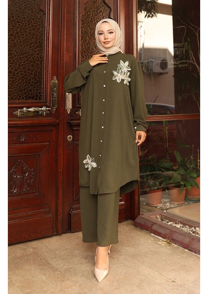 Aerobin Kumaş Tunik Pantolon Ikili Takım 2102-06 Haki fiyatları