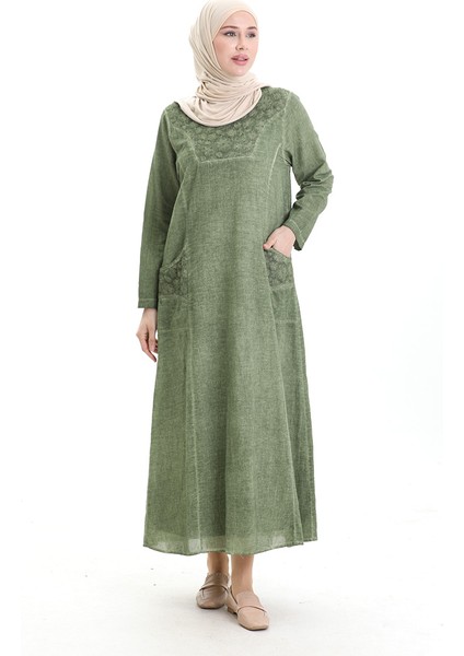 Şile Bezi Otantik Elbise 4550-07 Çimen Yeşili modelleri