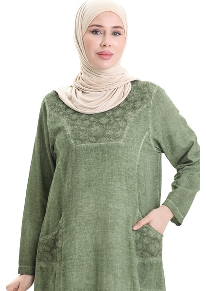 Şile Bezi Otantik Elbise 4550-07 Çimen Yeşili fırsatları