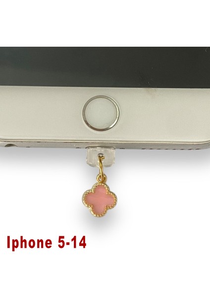 Iphone 5-14 Çelik Takı Figürlü Telefon Şarj Portu Toz Tıpası Toz Tıkacı Charm IPGL6022