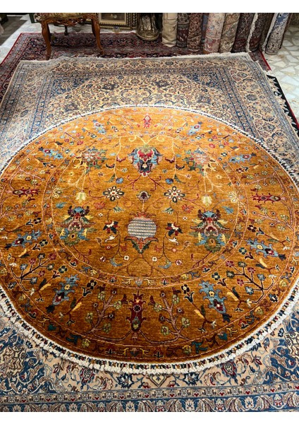 El Dokuma Afgan Sultanı Yuvarlak Halısıdır Birinci Sınıf Kalite Ebat 201X201 fiyatları