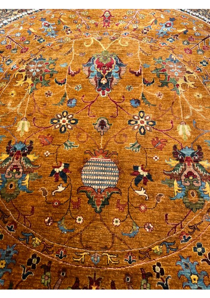 El Dokuma Afgan Sultanı Yuvarlak Halısıdır Birinci Sınıf Kalite Ebat 201X201 fırsatları