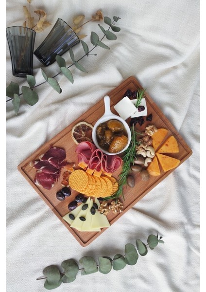 Doğal Ahşap Peynir ve Sunum Tabağı Dikdörtgen Kayın Ağacı - Natural Renk