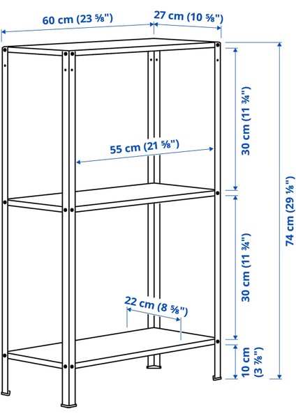 Hyllıs Raf Ünitesi 60X27X74 cm Galvanizli 25 Kg/raf Kapasiteli Çelik Dış Mekan Rafı fırsatları