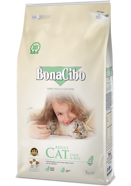 Adult Cat Kuzu ve Pirinçli Kedi Maması, 5 Kg, Tüm Irklar Için, Doğal, Şeker Içermez