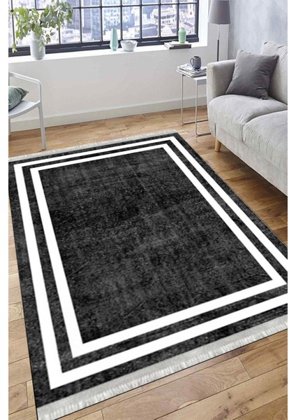 Antrasit Modern Halı Makinede Yıkanabilir Kaymaz Taban Kilim Dot Tabanlı Salon Halısı 0070B fırsatları