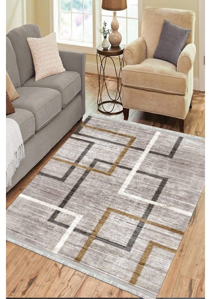 Modern Çizgili Kilim Makinede Yıkanabilir Kaymaz Taban Kilim Dot Tabanlı Salon Halısı 0047B