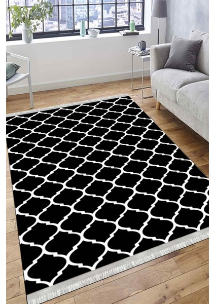 Siyah Beyaz Çizgili Halı Kaymaz Taban Makinede Yıkanabilir Kilim Dot Tabanlı Salon Halısı 0010C fırsatları