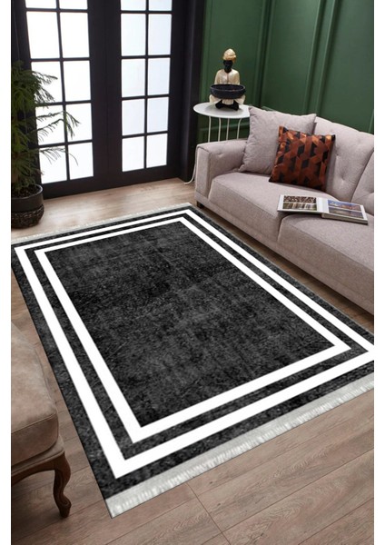 Antrasit Modern Halı Makinede Yıkanabilir Kaymaz Taban Kilim Dot Tabanlı Salon Halısı 0070B fiyatları