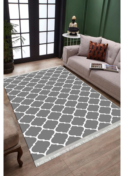 Gri Beyaz Çizgili Halı Kaymaz Taban Makinede Yıkanabilir Kilim Dot Tabanlı Salon Halısı 0010D fiyatları