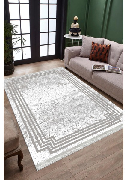 Kırık Beyaz Halı Makinede Yıkanabilir Kaymaz Taban Kilim Dot Tabanlı Salon Halısı 0084A fırsatları