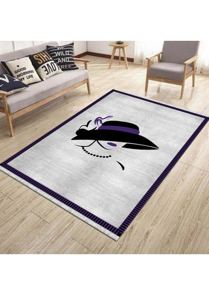 Figürlü Modern Makinede Yıkanabilir Kaymaz Taban Halı Dot Tabanlı Salon Halısı 0124A modelleri