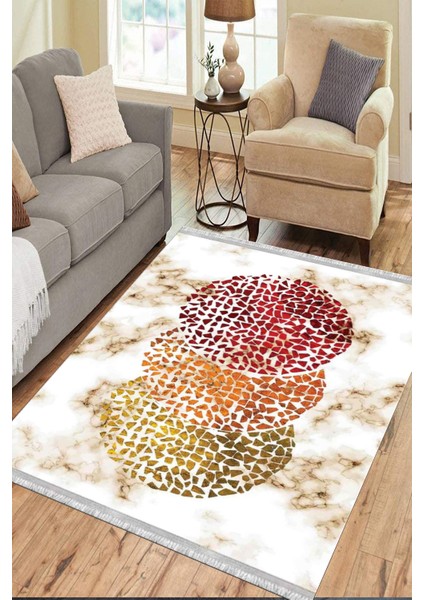 Modern Mermer Desenli Makinede Yıkanabilir Kaymaz Taban Kilim Dot Tabanlı Salon Halısı 0040C
