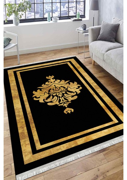 Göbekli Gold Çizgili Halı Makinede Yıkanabilir Kaymaz Taban Kilim Dot Tabanlı Salon Halısı 0064I fırsatları