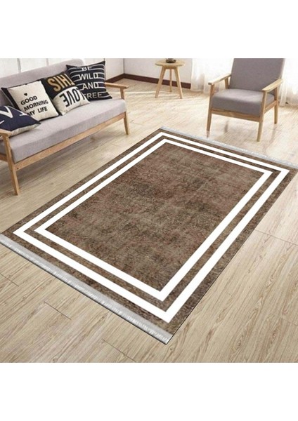 Kahverengi Modern Halı Makinede Yıkanabilir Kaymaz Taban Kilim Dokuma Tabanlı Salon Halısı 0070A modelleri