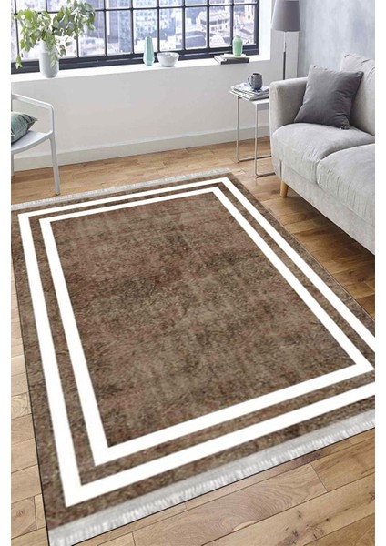 Kahverengi Modern Halı Makinede Yıkanabilir Kaymaz Taban Kilim Dokuma Tabanlı Salon Halısı 0070A fırsatları