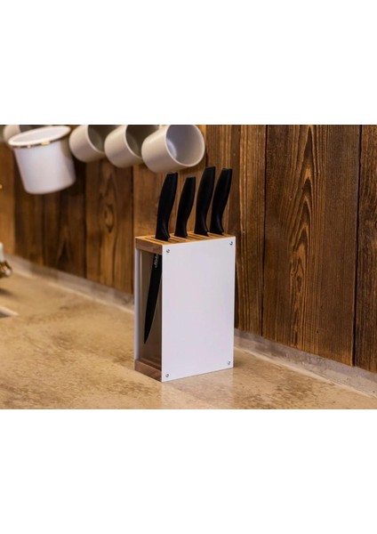 Doğal Ahşap Metal Bıçak Standı, Mutfak Bıçak Rafı, Bıçak Standı (Bıçak Dahil Değildir) fiyatları