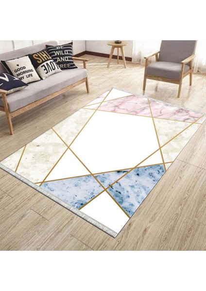 Geometrik Çizgili Makinede Yıkanabilir Kaymaz Taban Halı Dot Tabanlı Salon Halısı 0123A modelleri