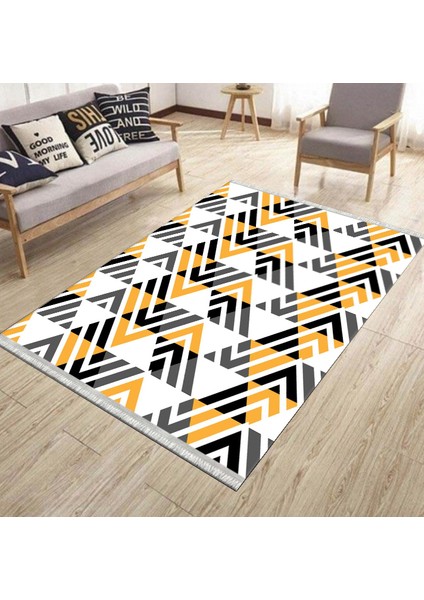 Geometrik Desenli Makinede Yıkanabilir Kaymaz Tabanlı Halı Yolluk Dot Tabanlı Salon Halısı 0092A modelleri