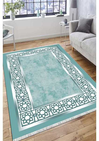 Geometrik Desenli Makinede Yıkanabilir Kaymaz Tabanlı Halı Yolluk Dot Tabanlı Salon Halısı 0115B fırsatları