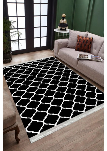 Siyah Beyaz Çizgili Halı Kaymaz Taban Makinede Yıkanabilir Kilim Dot Tabanlı Salon Halısı 0010C fiyatları