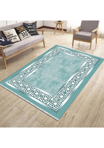Geometrik Desenli Makinede Yıkanabilir Kaymaz Tabanlı Halı Yolluk Dot Tabanlı Salon Halısı 0115B modelleri