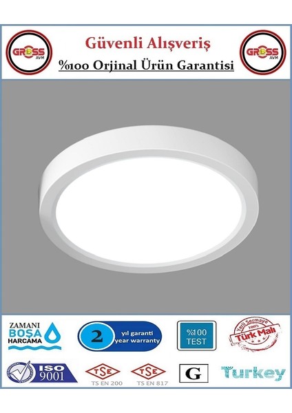 Sıva Üstü LED Armatür - 24 Watt - 2050 Lümen - Beyaz
