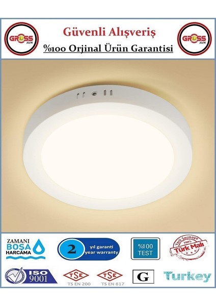 Sıva Üstü LED Armatür - 24 Watt - 2050 Lümen - Beyaz modelleri