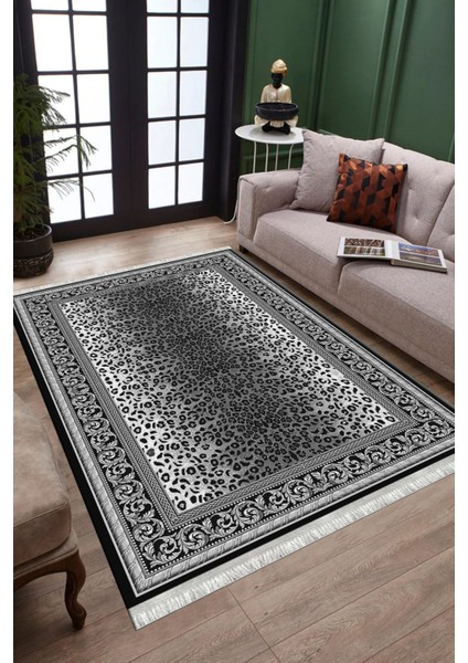 Gri Leopar Desenli Kilim Makinede Yıkanabilir Kaymaz Taban Kilim Dot Tabanlı Salon Halısı 0051B fiyatları