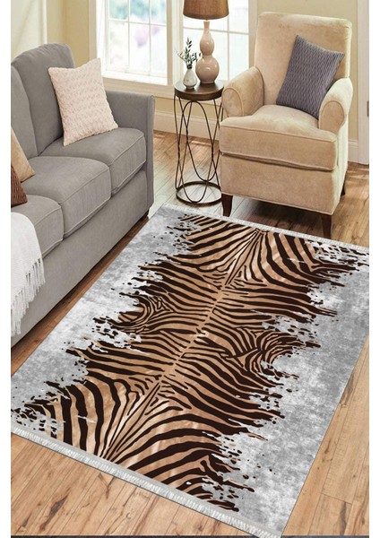 Leopar Desenli Halı Makinede Yıkanabilir Kaymaz Taban Kilim Dot Tabanlı Salon Halısı 0082A