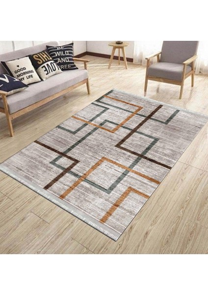Modern Çizgili Kilim Makinede Yıkanabilir Kaymaz Taban Kilim Dot Tabanlı Salon Halısı 0047A