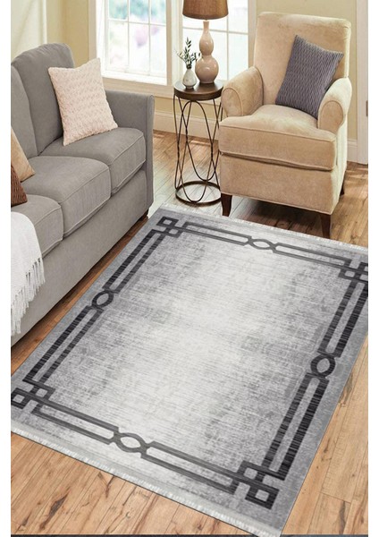 Overloklu Modern Halı Makinede Yıkanabilir Kaymaz Taban Kilim Dot Tabanlı Salon Halısı 0069A