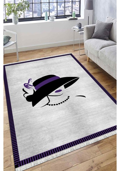 Figürlü Modern Makinede Yıkanabilir Kaymaz Taban Halı Dot Tabanlı Salon Halısı 0124A fırsatları