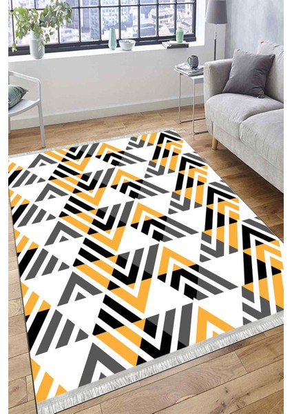Geometrik Desenli Makinede Yıkanabilir Kaymaz Tabanlı Halı Yolluk Dot Tabanlı Salon Halısı 0092A fırsatları