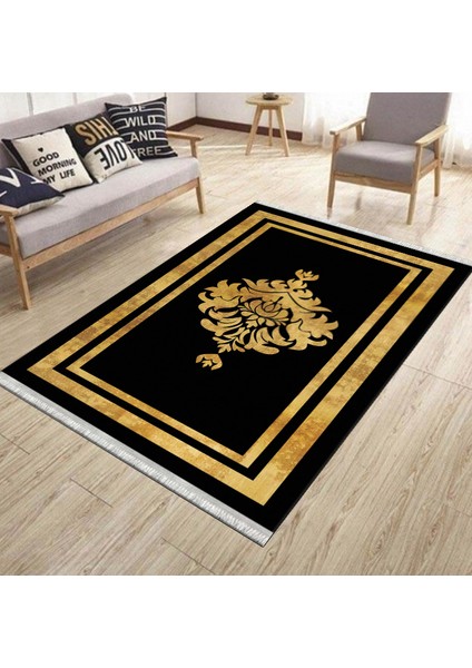 Göbekli Gold Çizgili Halı Makinede Yıkanabilir Kaymaz Taban Kilim Dot Tabanlı Salon Halısı 0064I modelleri