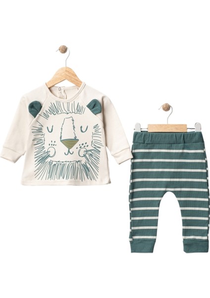 Iki Ip Kulak Nakışlı Çizgili Erkek Takım