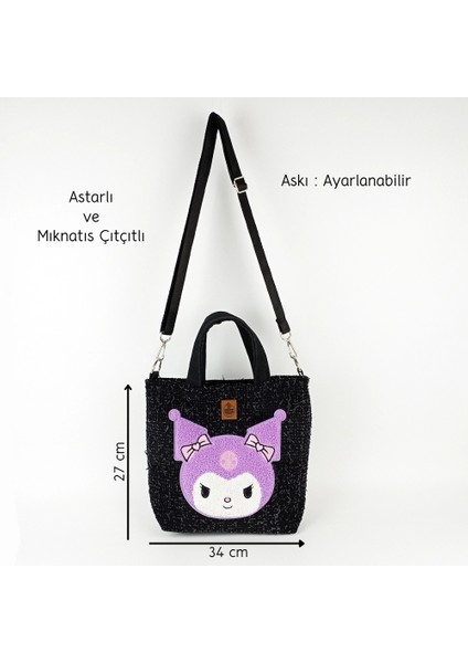 El Yapımı Kuromi Kırpık Kot Omuz Çantası fiyatları
