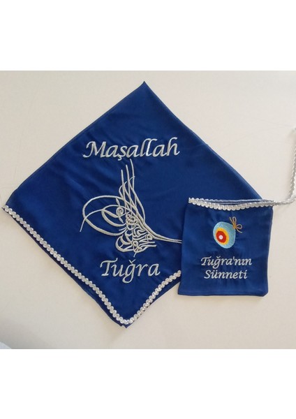 Isimli Sünnet Şalı Omuz Örtüsü Maşallah Ay Yıldız Tuğra Nakış Işlemeli Kına Şalı Isimli Kına Eldiveni Isme Özel Siyah Mavi ve Beyaz Renkler