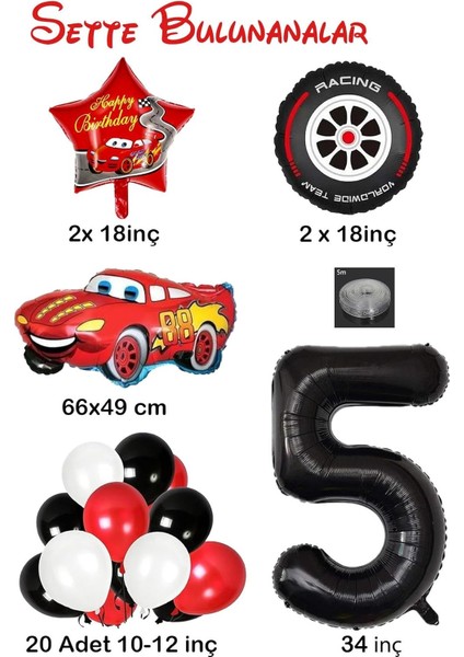5 Yaş Arabalar Temalı Doğum Günü Parti Kutlama Balon Seti fiyatları