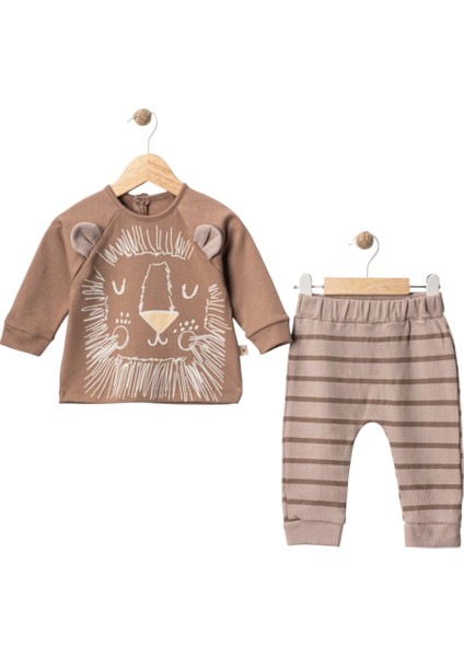 Iki Ip Kulak Nakışlı Çizgili Erkek Takım