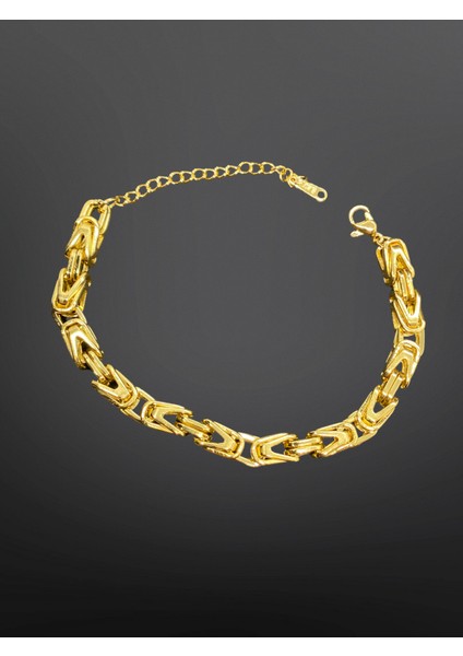 Gold Renk Kral Model 316 L Antialerjik Çelik Bileklik [B1724]
